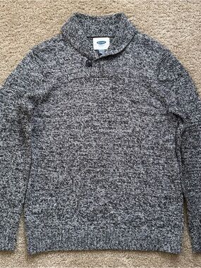 Old Navy Men's Gray Marled Shawl Collar Sweater